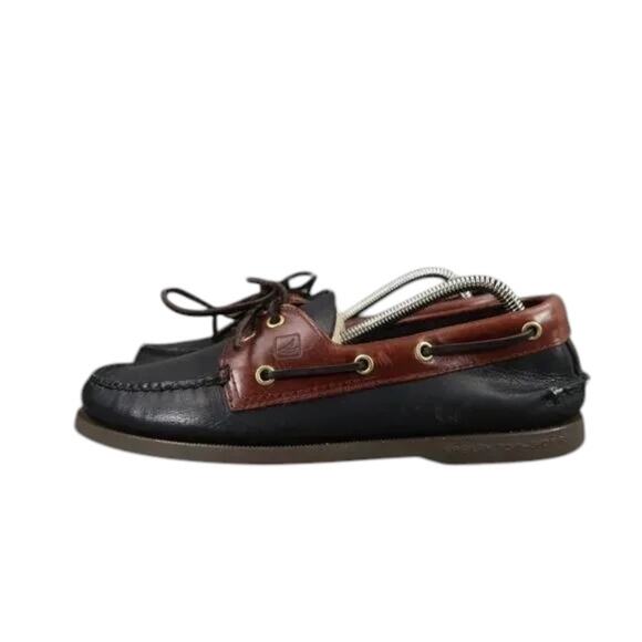 Sperry Boat Shoe Mens 8 Moc Loafer 2 Eye Leather Black Brown Classic Preppy Wide main image 11